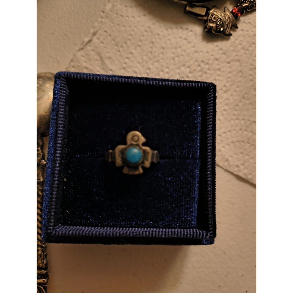 Vintage Navajo Thunderbird Sterling Silver Ring Size 5 1/4 - Picture 3 of 6